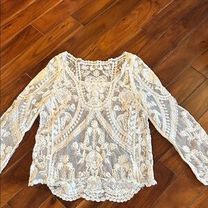 Poof! Cream Lace Women's Blouse